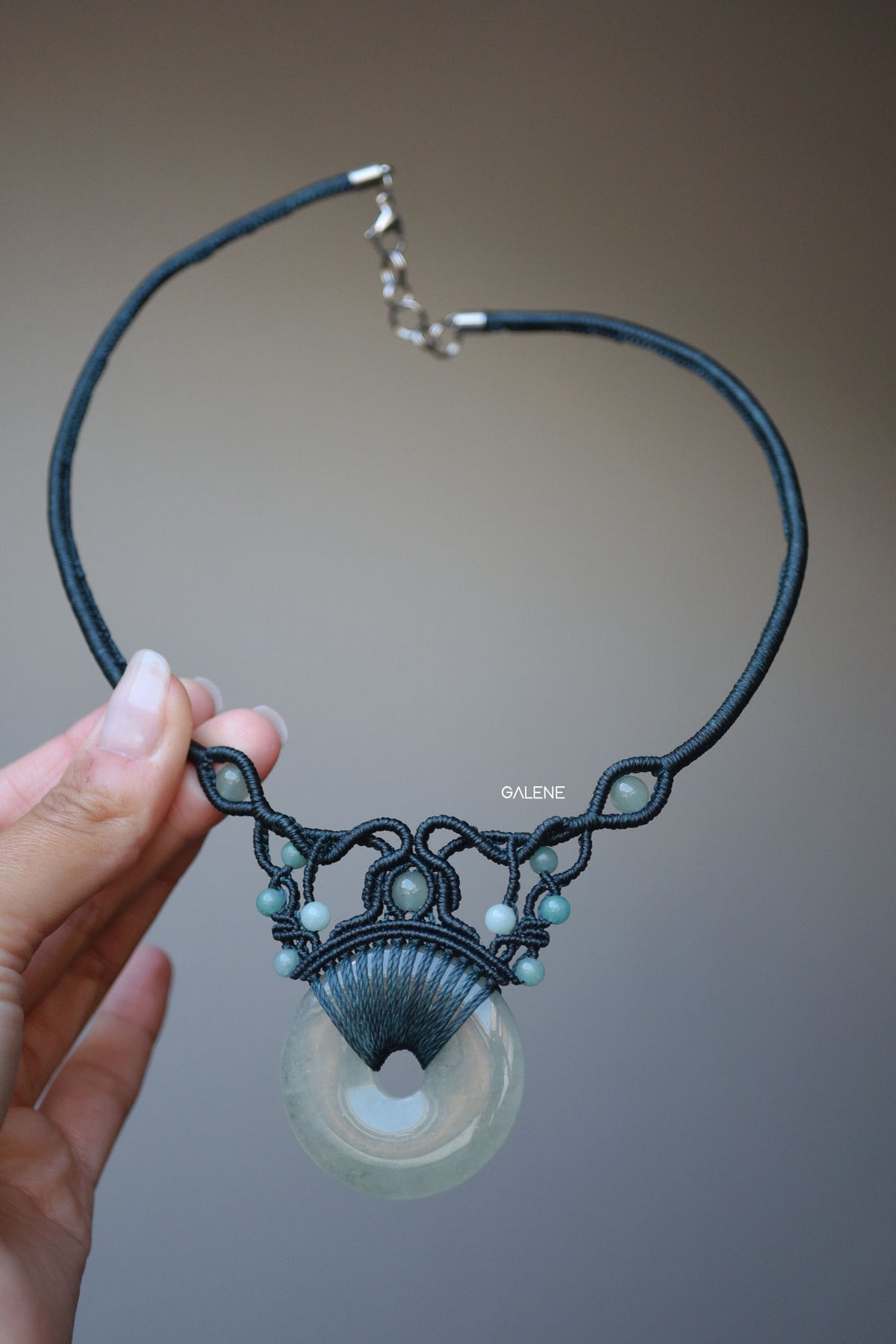 collana con ciambella di Avventurina e perline in amazzonite e avventurina